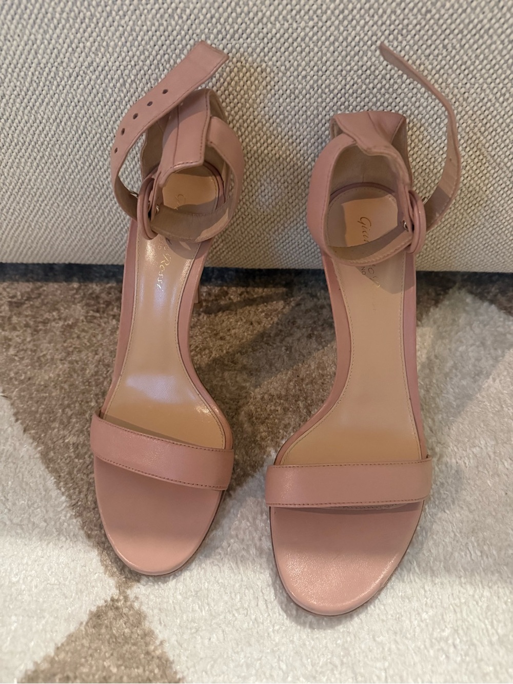 Gianvito Rossi Dusty Rose Ankle-Strap Open-Toe Heels
